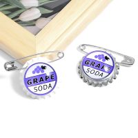 【CW】 GRAPE BEER BOTTL cartoon round brooch cut pin summer fresh fruit beer badge gift creative