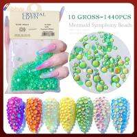 RIBHVU 1440 Pcs/Bag ทำเล็บ ออโรร่า สีสัน เล็บ Rhinestones คริสตัลเล็บ ลูกปัดซิมโฟนี ขนาดผสม