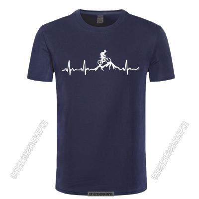 Mountain Bike Heartbeat Funny Mtb Dirt Bike T Shirt Oversize Loose Custom Stylish Chic Mens T-Shirt Fashion Family Cotton