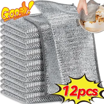 New Thickened Steel Wire Cleaning Cloth Non-Scratch Double-layer Iron Microfiber  Mesh Dishrag Washing Pot