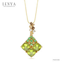 Lenya Jewelry  จี้เงินแท้ ประดับพลอยอเมทิสต์ทรงเหลี่ยม