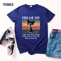 YESMOLA Women T-shirt Black Cat Piss Me off Funny T Shirt Short Sleeve Graphic Tee Women O-neck Tee Shirt Unisex Top