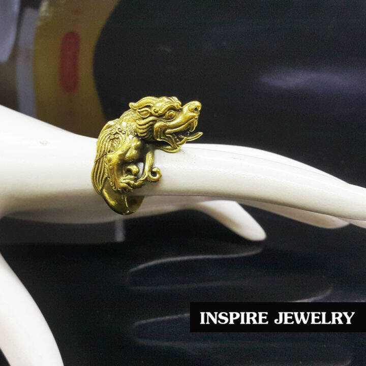 inspire-jewelry-แหวนปี่เซี้ยะ-หล่อจากทองเหลืองนอกทั้งวง-สรีระสวยงามมาก-แหวนมงคลดูดทรัพย์