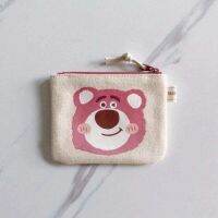 Daily Card Bag New Strawberry Bear Canvas Cosmetic Bag Large Capacity Coin Purse Portable Lipstick Earphone Card Bag 【OCT】