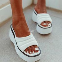 Fashion Summer Women Brand Thick Sole Thick Heel Slope Heel Slippers Casual High Heel Fashion Slippers 35-43 Platform Sandals