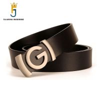 FAJARINA Unique Design Letter Smooth Buckle Belts Top Level Quality Cow Genuine Leather Belt Men Jean Accessories 3.4Cm N17FJ876