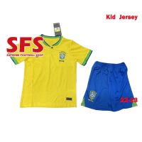 shot goods 【SFS】Top Quality 2022 Brazil Soccer Football Kid Jersey T-shirt Brasil Sports Jerseys Loose Fans Version World-Cup 16 - 28