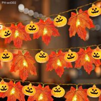 【LZ】✷◆  Artificial Autumn Maple Leaves Pumpkin Garland LED Fairy String Light Christmas Thanksgiving Decoration DIY Halloween Party Home