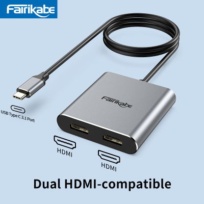 USB C ถึง Dual HDMI-อะแดปเตอร์ที่รองรับ 4K Triple Display Video Converter USB C ถึง 2 HDMI USB HUB เครื่องขยายเสียงเสียงสำหรับ Mac iPad Air-kdddd