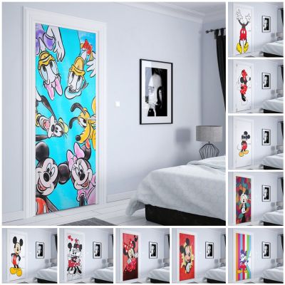 Disney DIY watercolor Mickey and Minnie Mickey Mouse Home Decor door stickers Wall Decals Wall Decor Kids Room pvc Wall Sticker
