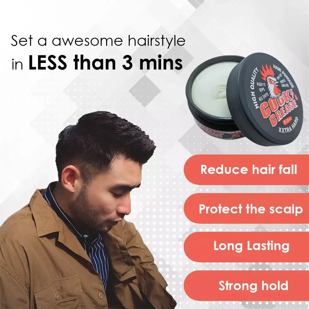 COOL CREASE COCK GREASE XXTRA HARD HAIR CLAY POMADE 80ML | PREMIEM MEN HAIR  CLAY POMADE | WATER BASED | STRONG HOLD | Lazada