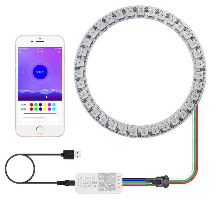 cw-ws2812b-8-16-24-35-45leds-pixel-ring-sp110e-controller-usb-kit-rgb-ring-individul-addressabie-ws2812-ic-buiit-in-lights-dc5v