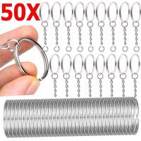 50Pcs Silver Plated Metal Blank Keyring Keychain Split Ring Keyfob for Women Men DIY Key Chains Pendant Rings Chains Accessories