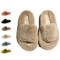 Fluffy Slippers Furry Fox Fur Fuzzy Plush Cute Super Soft Lovely Woman Men Sabot Flat Comfortable Indoor House Shoe Four Seasons