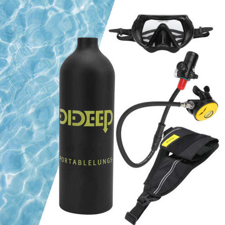 1L Mini Scuba Tank Diving Set With Reducing Valve+Hose+Breather Diving ...