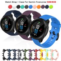 สายนาฬิกาข้อมือและเคสป้องกันสำหรับ Garmin Forerunner 935 945ซิลิโคนนิ่มป้องกันสายรัดข้อมือกรอบ