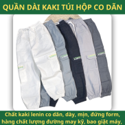 Quần dài kaki lenin co dãn túi hộp ống bo dây rút cho bé trai từ 31 đến