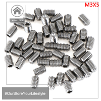 HITN 50pcs สแตนเลส HEX hexagon Socket Set screw headless เว้า end M3 M4 2-35mm