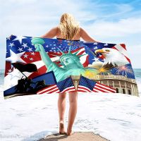 ✹™ Luxury American Flag Statue of Liberty Eagle Beach Towel Hotel Beach Bath Towel Large Extra Large Full Size Red White Stripes