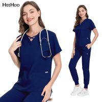 Pet Shop Scrub Set Uniform nursing Workwear Nursing Top and Pant Women Men Solid Color High Quality Working Suit nursing Accessories