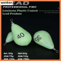 WENKEN 30g-150g น้ำหนักเพิ่มเติม เคลือบพลาสติก ขั้วต่อเบ็ด จี้ตะกั่วเรืองแสง ตกตะกั่วตกปลา เครื่องมือตกปลา รูปมะกอก