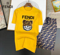 Fendi เสื้อยืดแขนสั้นและกางเกงขาสั้นสำหรับผู้ชาย,2023สูทแขนสั้น6สี