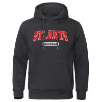Atlanta Georgia Usa City Letter Mens Hoodies Loose Casual Clothing Oversized Loose Crewneck Hoody Casual Fashion Men Pullovers Size XS-4XL