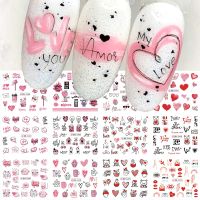 【CW】 Pink Stickers Day I You Letters Decal Sliders Manicure GLBN2485-2496