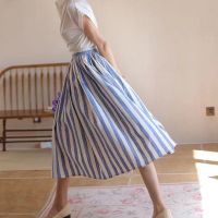 【CC】☁❁  2022 Waist Skirts Striped Large Umbrella Skirt Jupe Faldas