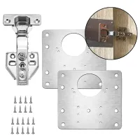 【LZ】 SET OF Cabinet Hinge Repair Plate Stainless Steel Furniture Cupboard Repair Mount Tool Drawer Door Hinger Repair Accessories