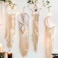 เครื่องจับฝันแบบการตกแต่งบ้านของ Macrame แขวนผนังการตกแต่งรอมมาฎอนพระจันทร์มาแล้ว Hiasan Kamar นอร์ดิกสำหรับเด็ก