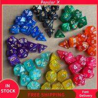 POPULAR X 7Pcs/set ของขวัญสำหรับเด็ก สำหรับ TRPG DND 7-Die D4 D6 D8 D10 ลูกเต๋าเกม ลูกเต๋า DND เกมตาราง ลูกเต๋าหลายด้าน