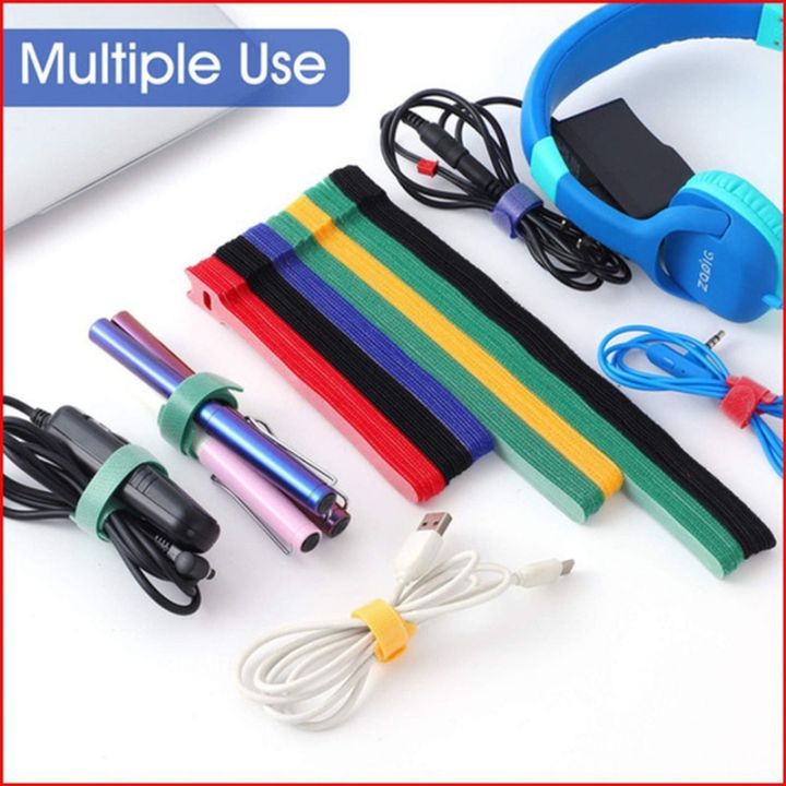 60-20pcs-durable-soft-nylon-cable-ties-20cm-reusable-ties-organizer-tool-self-adhesive-tapes