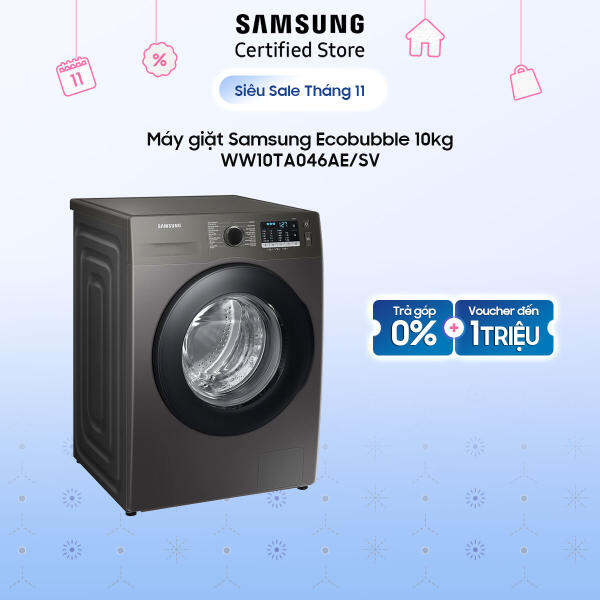 Máy giặt Samsung Ecobubble 10kg (WW10TA046AE) | Làm sạch sâu , bảo vệ quần áo, Diệt khẩu, ngăn ngừa dị ứng