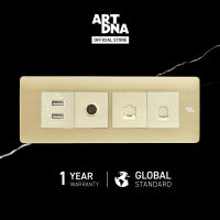 ART DNA รุ่น A85 Double USB + TV + Computer (LAN) CAT6 + Telephone Socket Size M สีทอง ปลั๊กไฟโมเดิร์น ปลั๊กไฟสวยๆ สวิทซ์ สวยๆ switch design