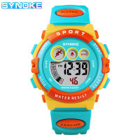 SYNOKE Jam Tangan Sport นักเรียนสำหรับเด็กนาฬิกาอิเล็กทรอนิกส์สีสันสดใสนาฬิกาดิจิตอลเด็กนาฬิกากันน้ำ50เมตรสำหรับเด็กหญิงเด็กชาย