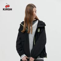 [KIRSH] CHERRY RUBBER LABEL WOVEN ZIP UP HOODIE JUMPER