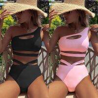 hotx 【cw】 Cikini Shoulder Stray Split Swimsuit Waist G-string Swimwear Bathing Female