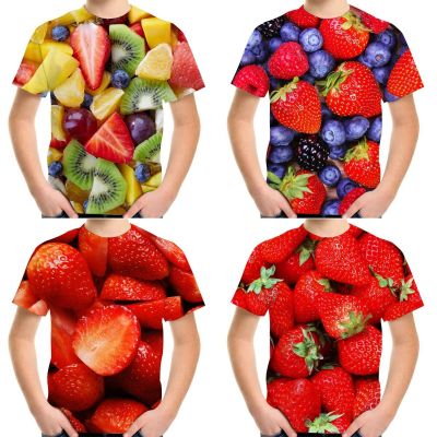 Colorful Fruit 3d Print T-Shirt For Boys Girls Red Strawberry Summer 4-20Y Children Teen Cool Birthday T Shirt Kids Clothes Tees