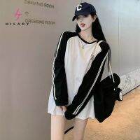 HILADY เสื้อทีเชิ้ตแขนยาว Raglan ทรงหลวมใหม่สำหรับฤดูใบไม้ร่วง