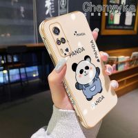 เคส Chenyyyka สำหรับ VIVO Y51 2020 Y51a Y31 2021 Y53s Y33เคสซิลิโคนลายการ์ตูนแพนด้าชุบดีไซน์ใหม่ด้านข้างฝาปิดเลนส์กล้องกล่องกันกระแทก Softcase