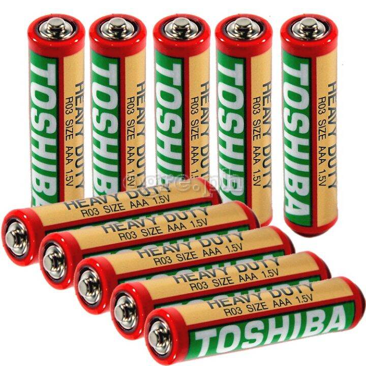 Toshiba R03KG-1x10C Pack of 10 Extra Heavy Duty Zinc Carbon 1.5V AAA ...
