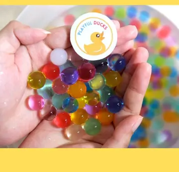 Giant water marblles or water beads: aqua balls or Orbeez 