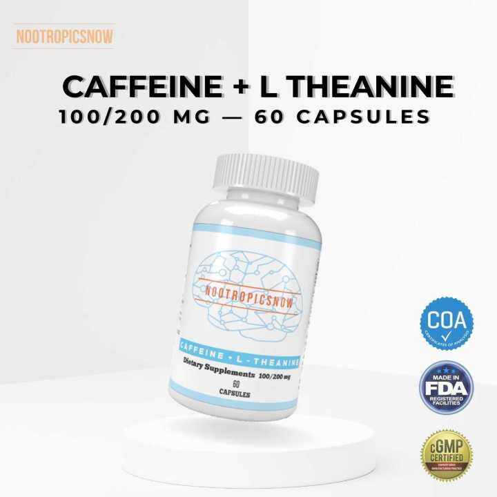Focused Energy Supplement Caffeine 100mg + LTheanine 200mg 60