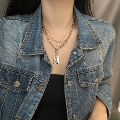[COD] steel European and high-end retro light luxury multi-layered sweater chain portrait necklace female cold one two
