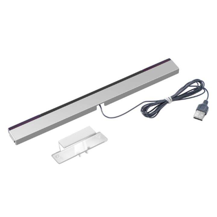 for-wii-silver-sensor-bar-plastic-sensor-bar-wired-receivers-ir-signal-ray-usb-plug-replacement-for-nitendo-remote