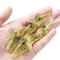 4/10PCS Fake Shrimp Road Bait with Hooks Small Grass Shrimp Glow-in-the-dark Soft Bait Small Shrimp Fake Bait Fishing Lures Accessories