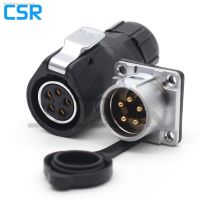 ▽ XHP20 2 3 4 5 6 7 8 9 10 12 Pin Waterproof Connector Square Panel Mount Connectors IP65 Plug And Socket