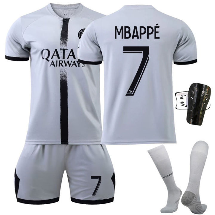 22-23-paris-away-grey-no-30-messi-jersey-no-7-mbape-10-neymar-football-suit