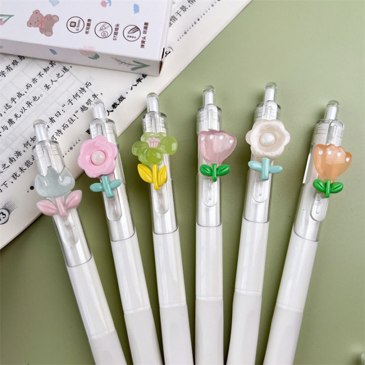 free-shipping-ดอกไม้ที่เรียบง่ายสไตล์-ins-ปากกาเจลแบบกดเครื่องเขียนสำนักงานกล่องใส่ปากกาโรงเรียน